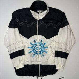 Vintage 1990’s Lavon Nylon Embroidered and Beaded Zip Front Jacket
